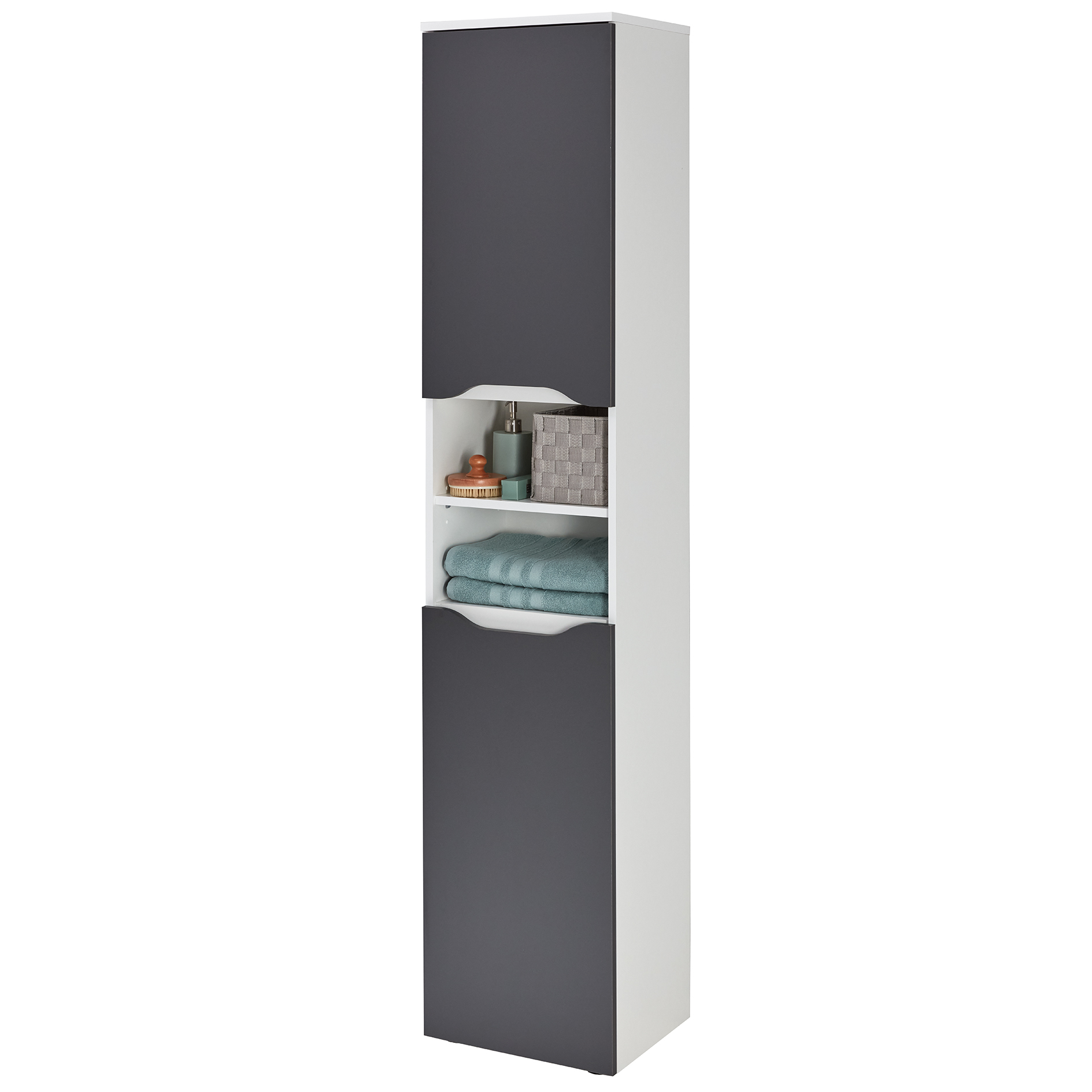 Hochschrank - weiß - anthrazit - Soft-Close - 40 cm