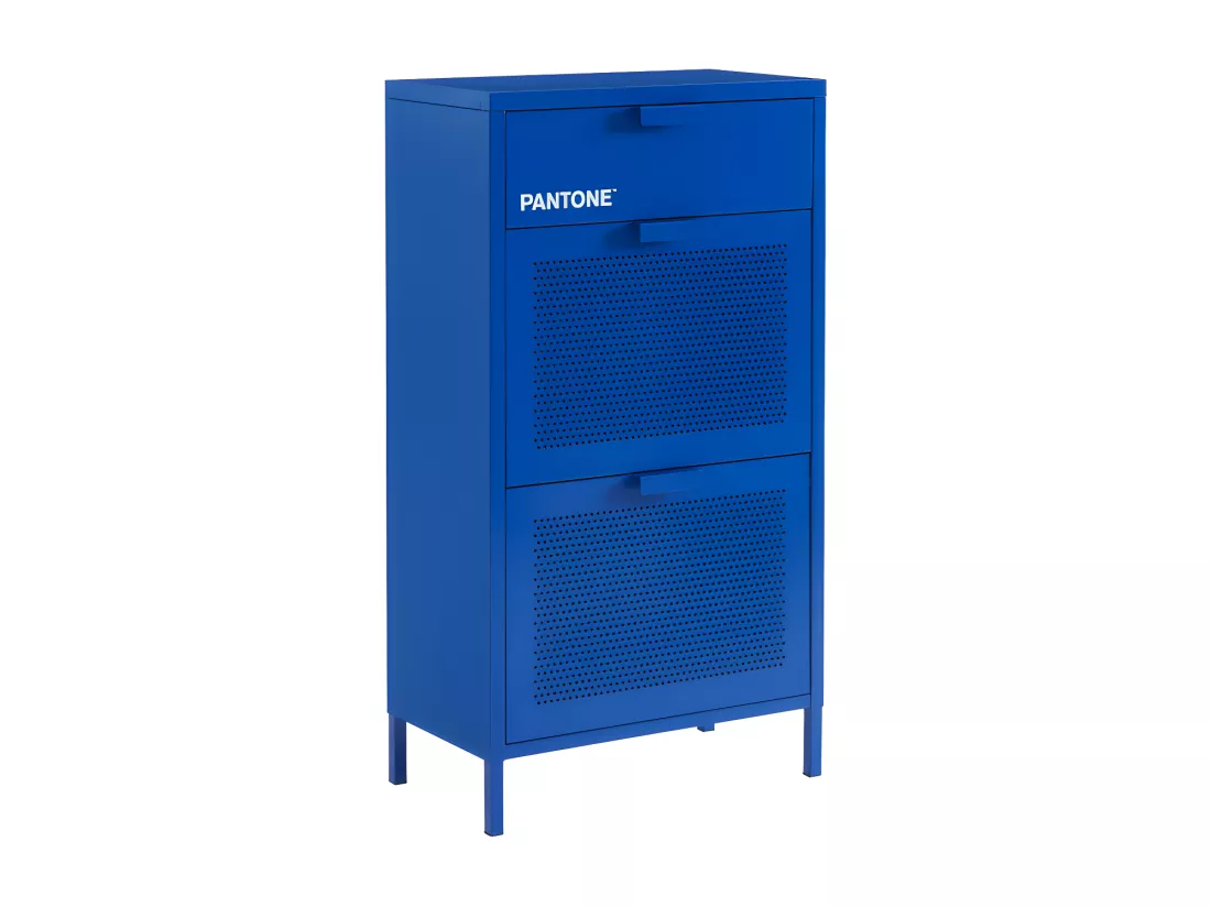 Nino - Meuble à chaussures 2 portes 1 tiroir en métal PANTONE L55cm - Bleu électrique
