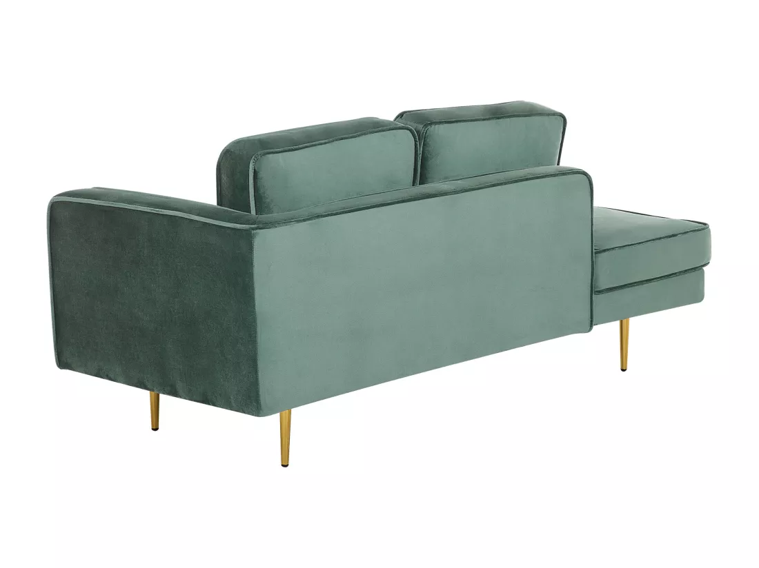Chaise longue en velours vert menthe côté droit MIRAMAS