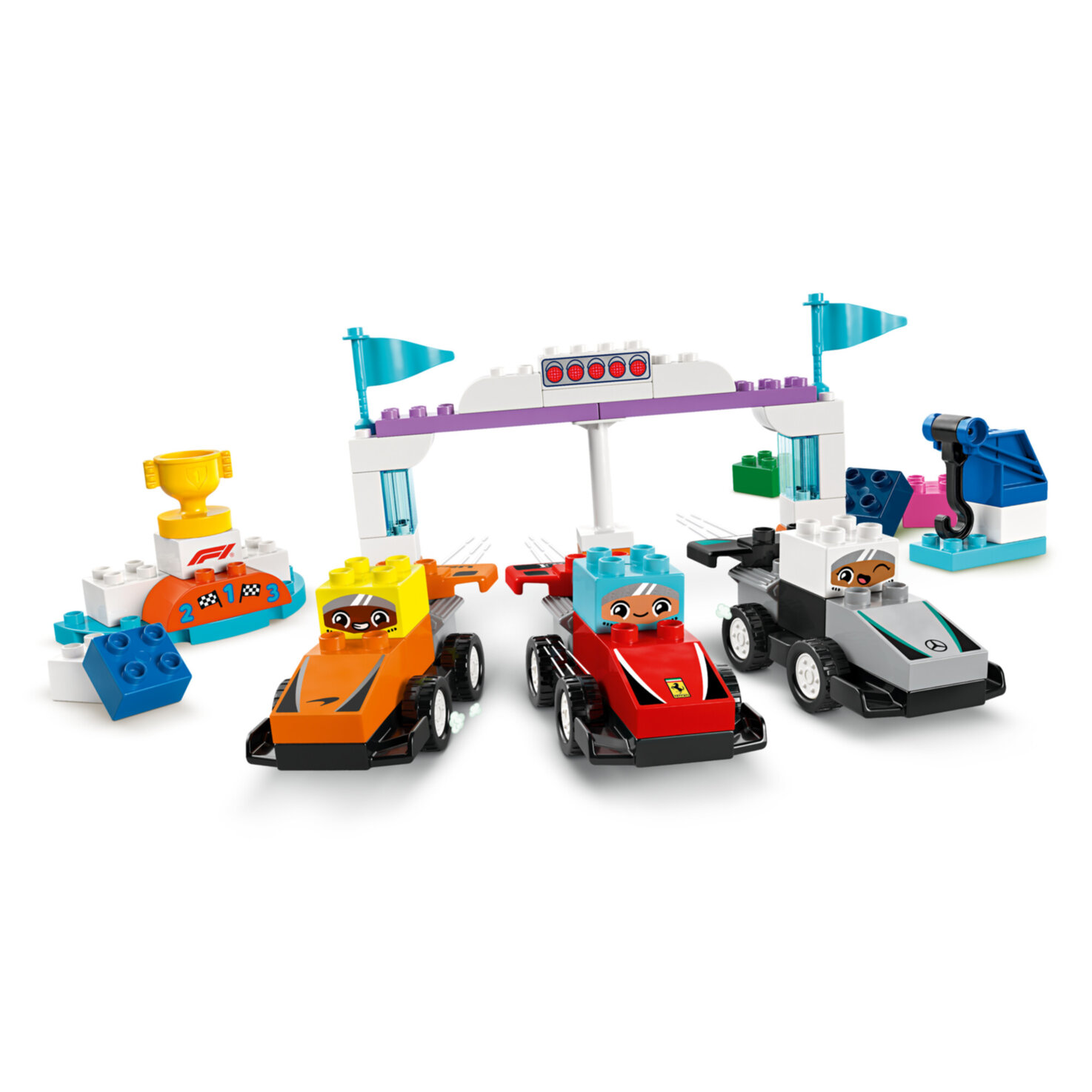 LEGO® DUPLO 10445 Town F1 Team Rennautos mit Rennfahrern ab 2 Jahren