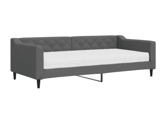 Lit de jour avec matelas gris foncé 90x200 cm tissu