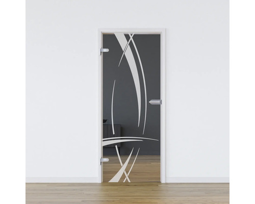 Pertura glazen deur complete set Glera Tangle 01 709x1972x8 mm Links incl. beslag Jonte Studio niet-vergrendelbaar