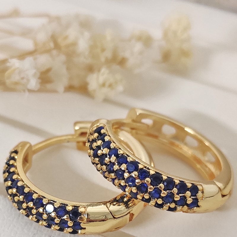 Boucles d'oreilles - Laiton plaqué or & zircon