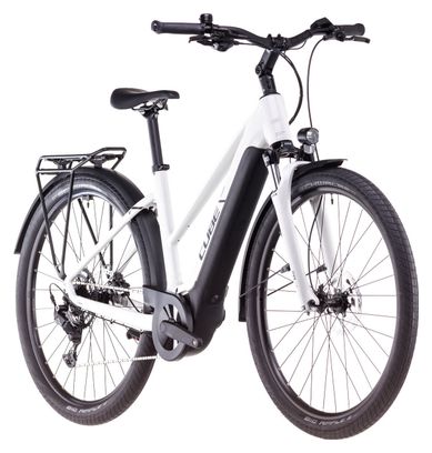 VTC Électrique Cube Touring Hybrid One 625 Trapeze Shimano Cues 9V 625 Wh 700 mm Blanc Cotton Gris 2025