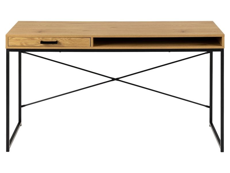 AC Design Tisch Seaford, Schwarz matt / Wildeiche matt Bürotisch im modernen Industriestil