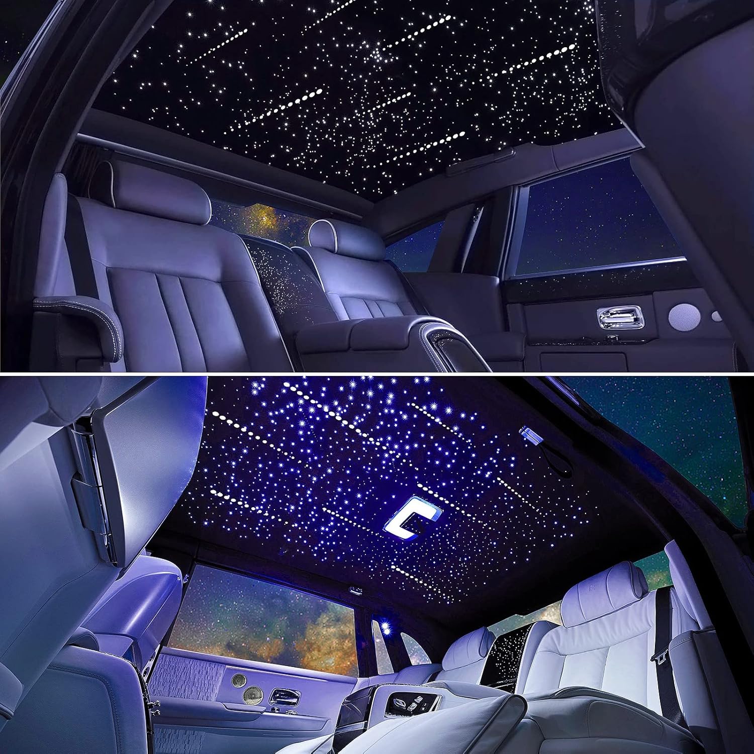 16W Meteor Sternenhimmel Auto, 550pcs*0.75mm*4m Sternenhimmel Glasfaser mit Shooting Star Light Kit RGBW Bluetooth-APP/Fernbedienung Led Glasfaser Licht für Auto/Decke