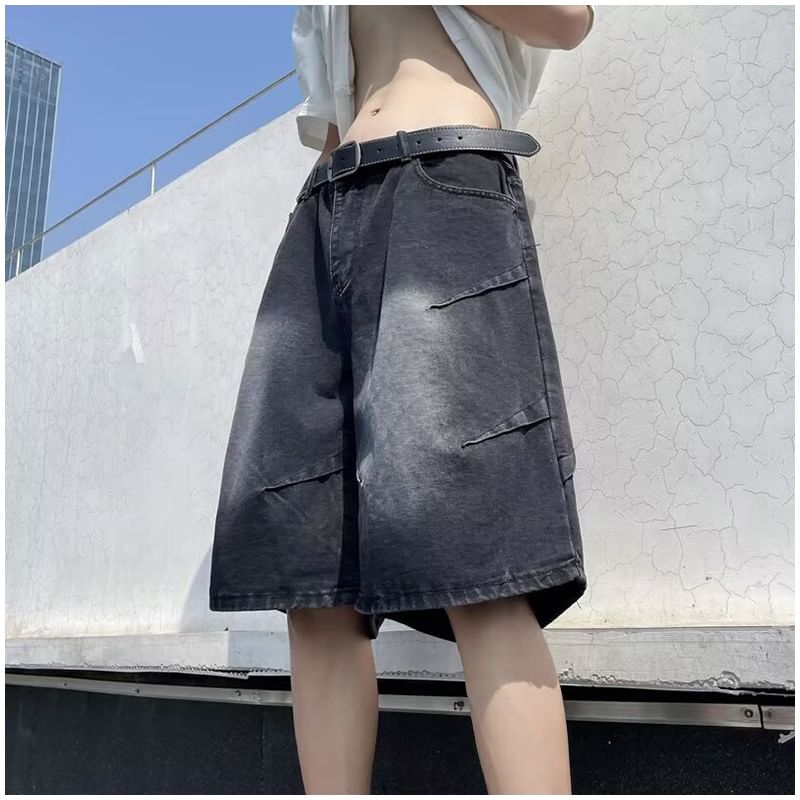 DuckleBeam - Mid Rise Washed Denim Shorts