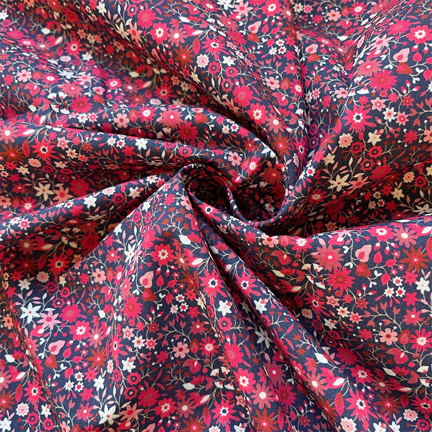 Tissu Coton Au Mètre Ex2481 Seventies Rouge