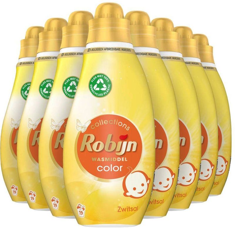 Robijn Klein & Krachtig Collections Color Zwitsal Vloeibaar Wasmiddel - 8 x 19 wasbeurten - Voordeelverpakking