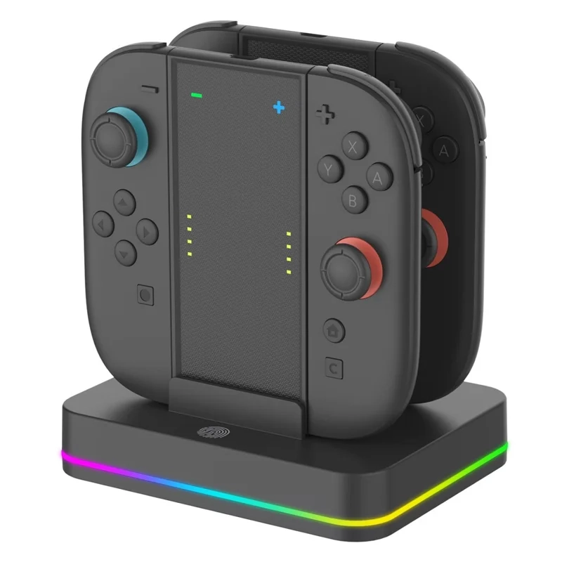 (4-fach) Ladestation Charging Dock für Nintendo Switch 2 Joy-Cons mit LED-Anzeige und USB-C Anschluss - Schwarz