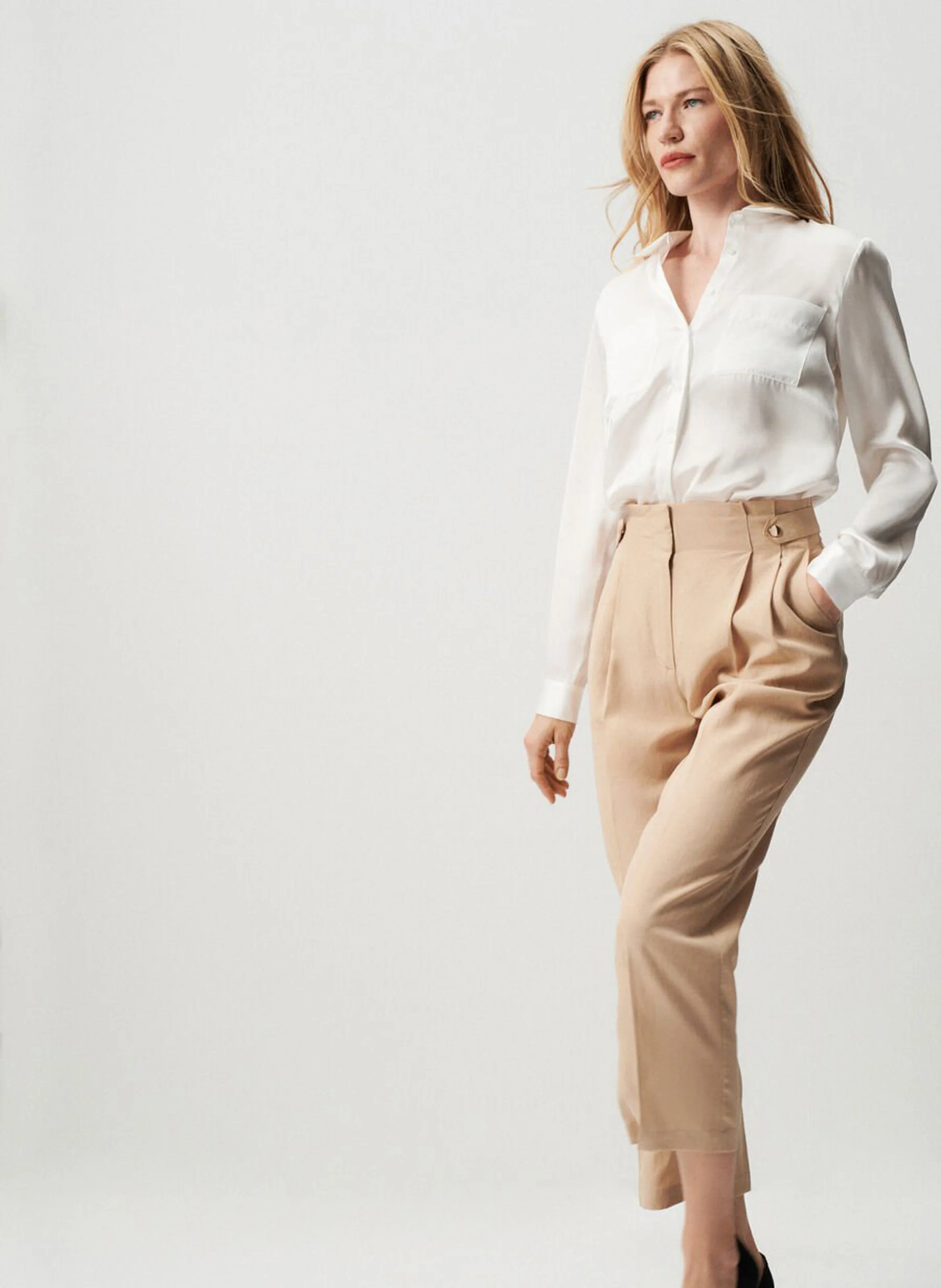 JEANNEB - Chemise col classique en soie | Blanc