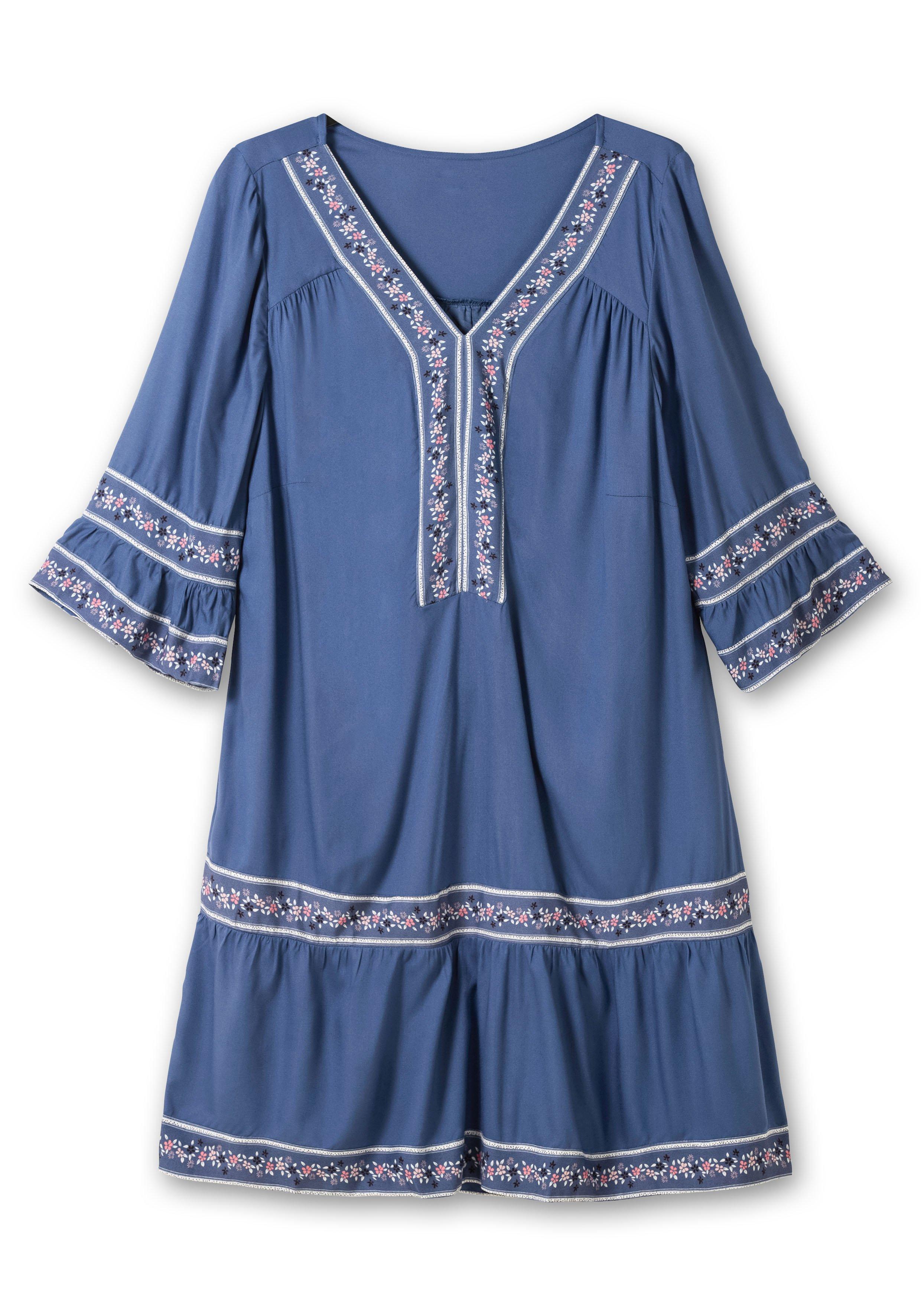 Kurzes Tunikakleid mit Blumen-Alloverprint