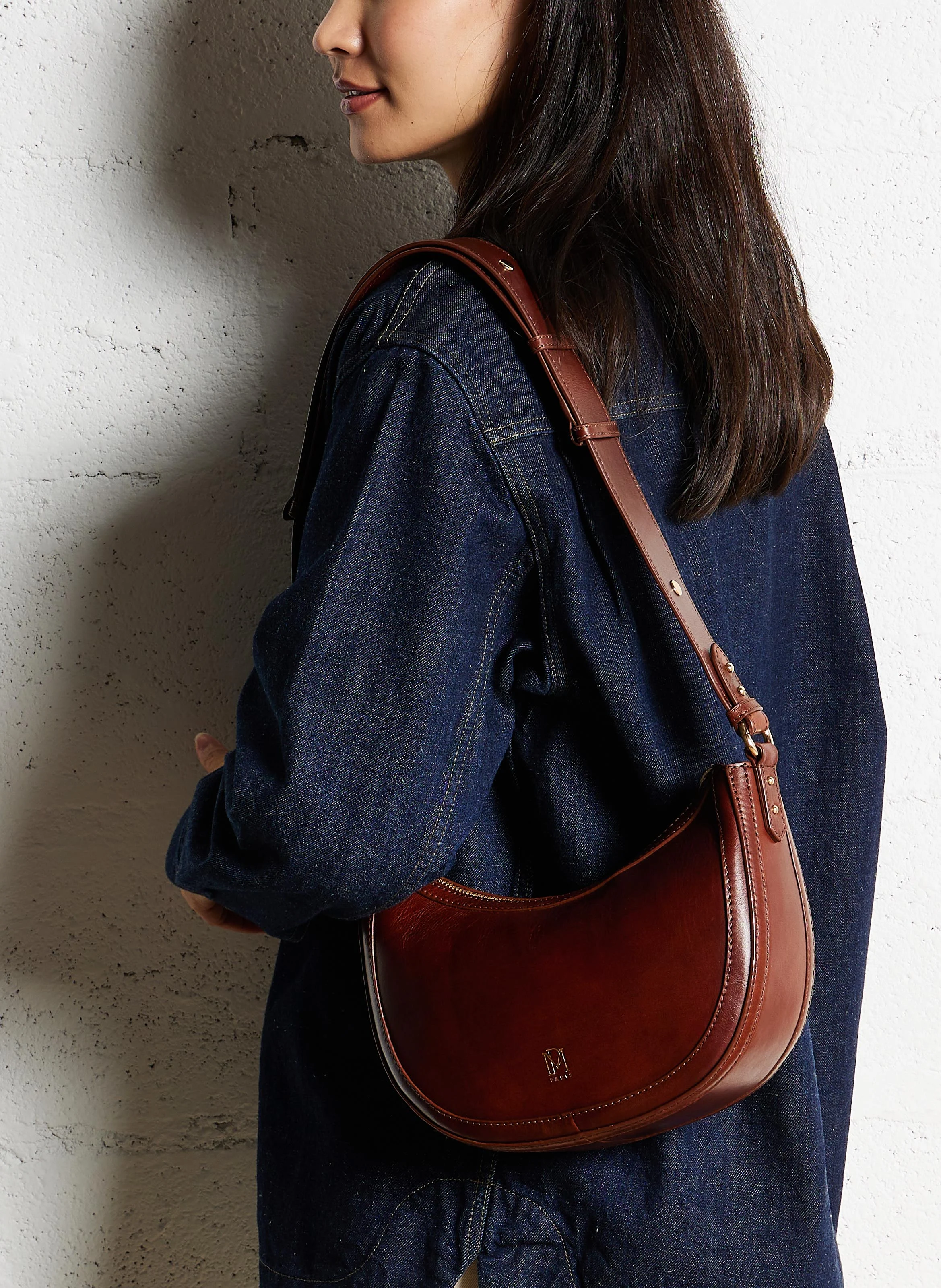 SAULA - Petit sac bandoulière en cuir | Marron