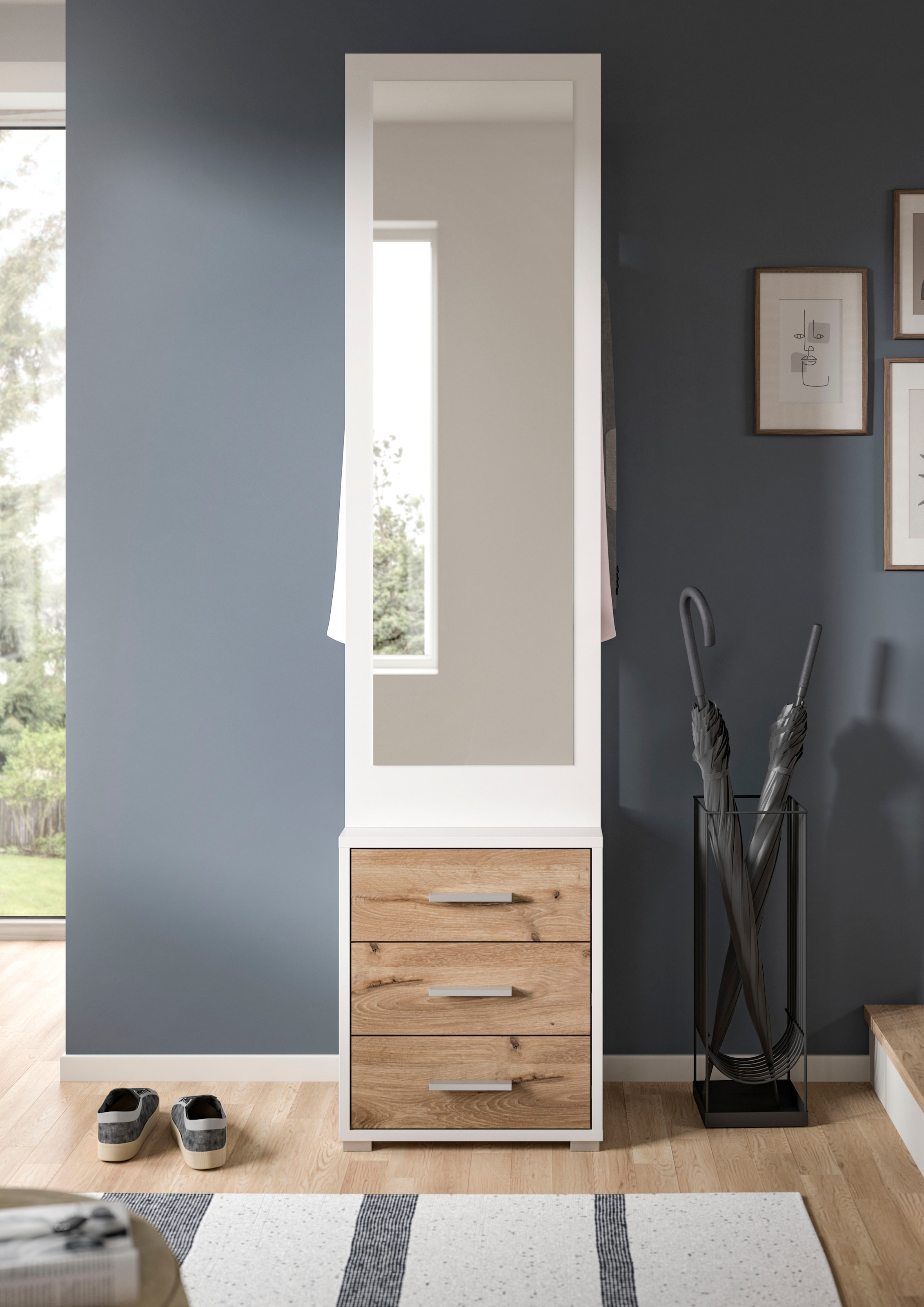 INOSIGN Kompaktgarderobe »Morrea, Höhe 190 cm, 3 Schubkästen, 3 Haken, 1 Kleiderstange« 1 Stk. tlg. schmale Garaderobe, Stauraum, Flur, Diele