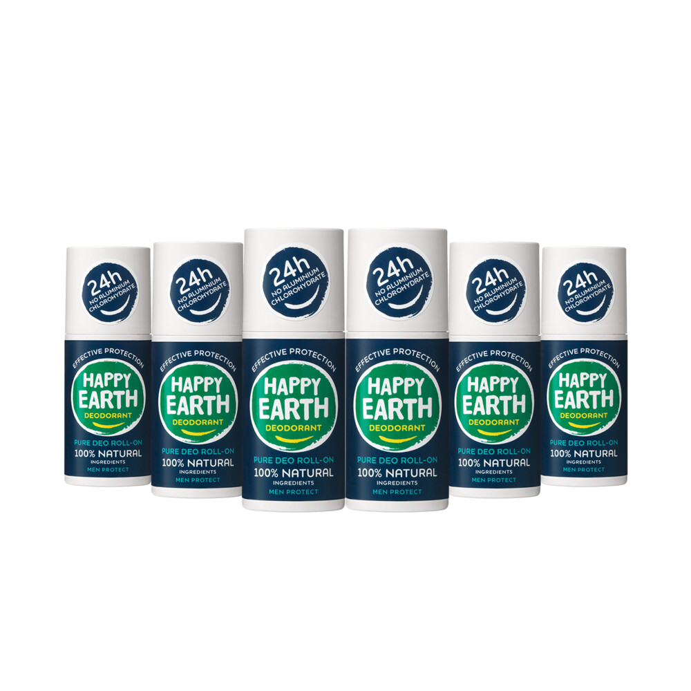 6x Happy Earth 100% Natuurlijke Deodorant Roller Lemon Sandelwood75 ml