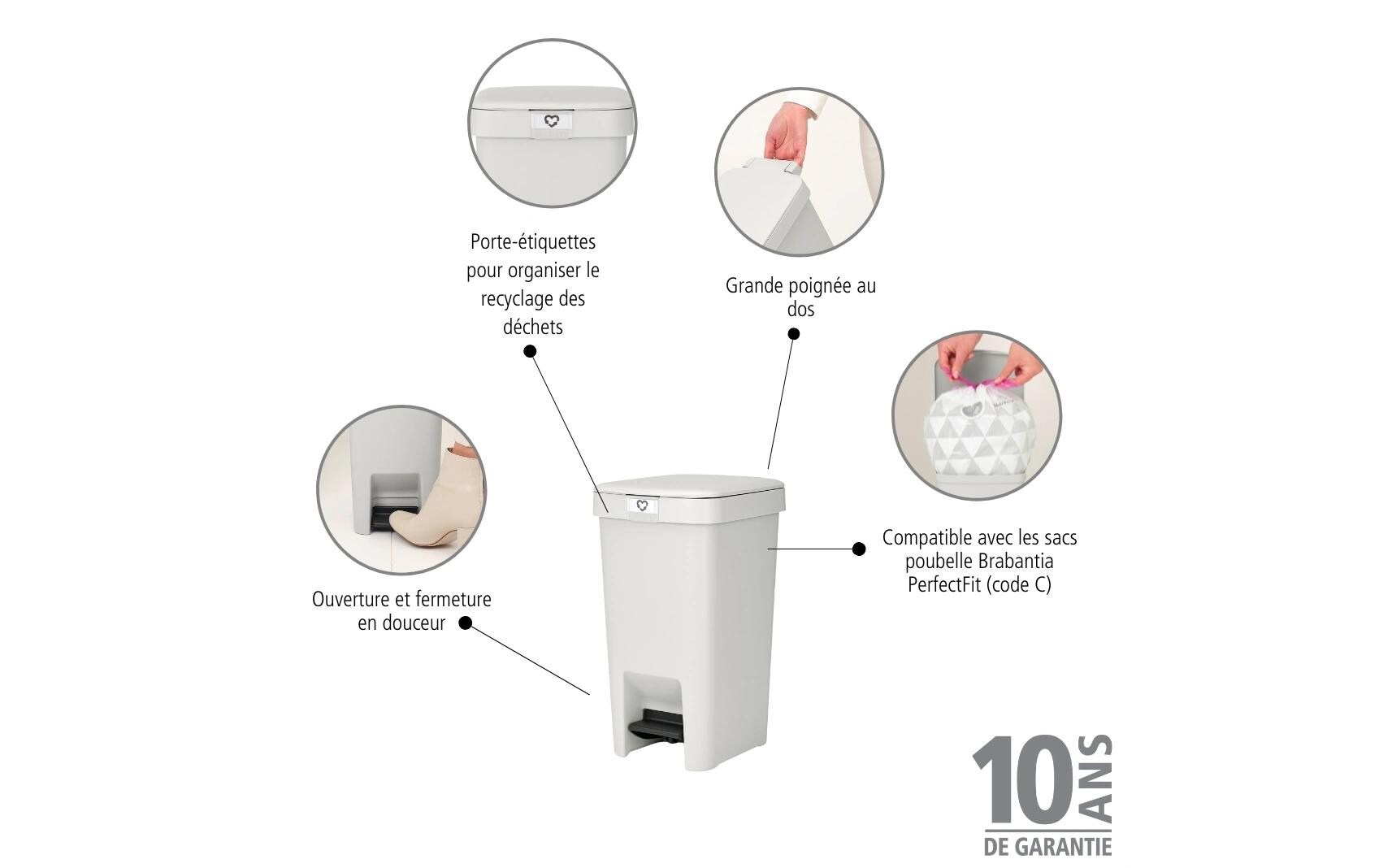 Recyclingbehälter StepUp 10 l, HellgrauTreteimer für Recyclingmaterialien