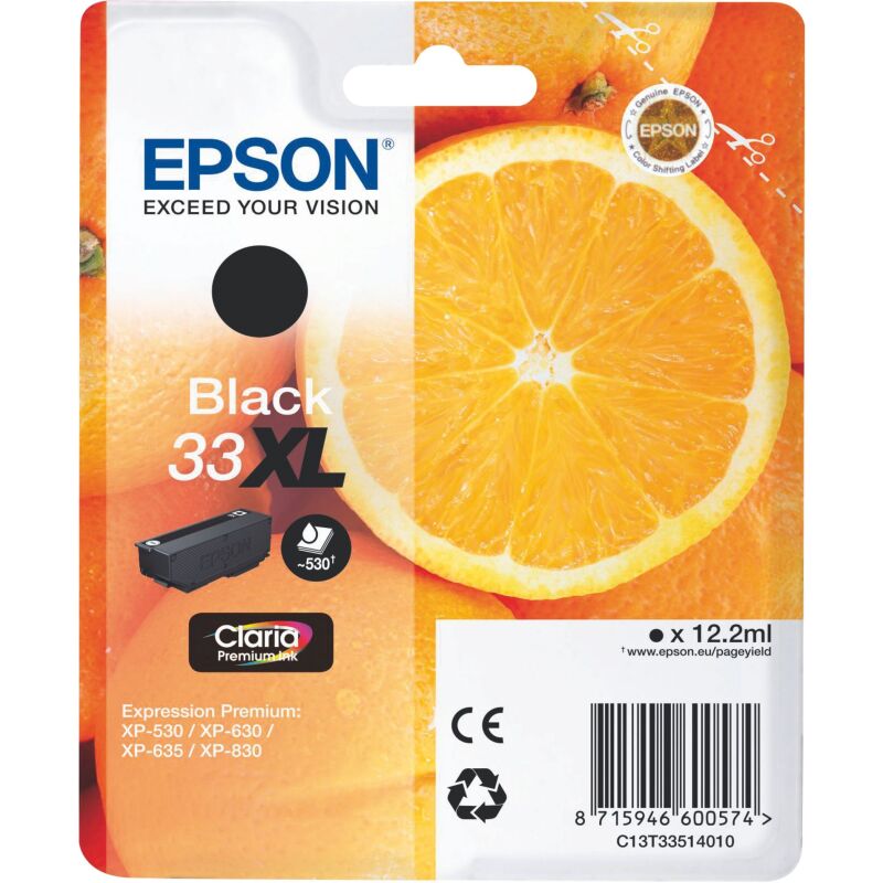 Epson 33XL cartouche haute capacité noire pour imprimante jet d'encre