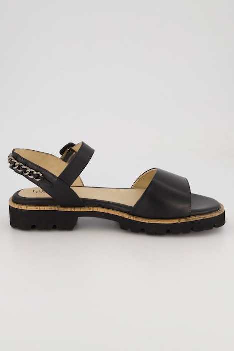 Leder-Sandaletten, Zierkette, Weite H