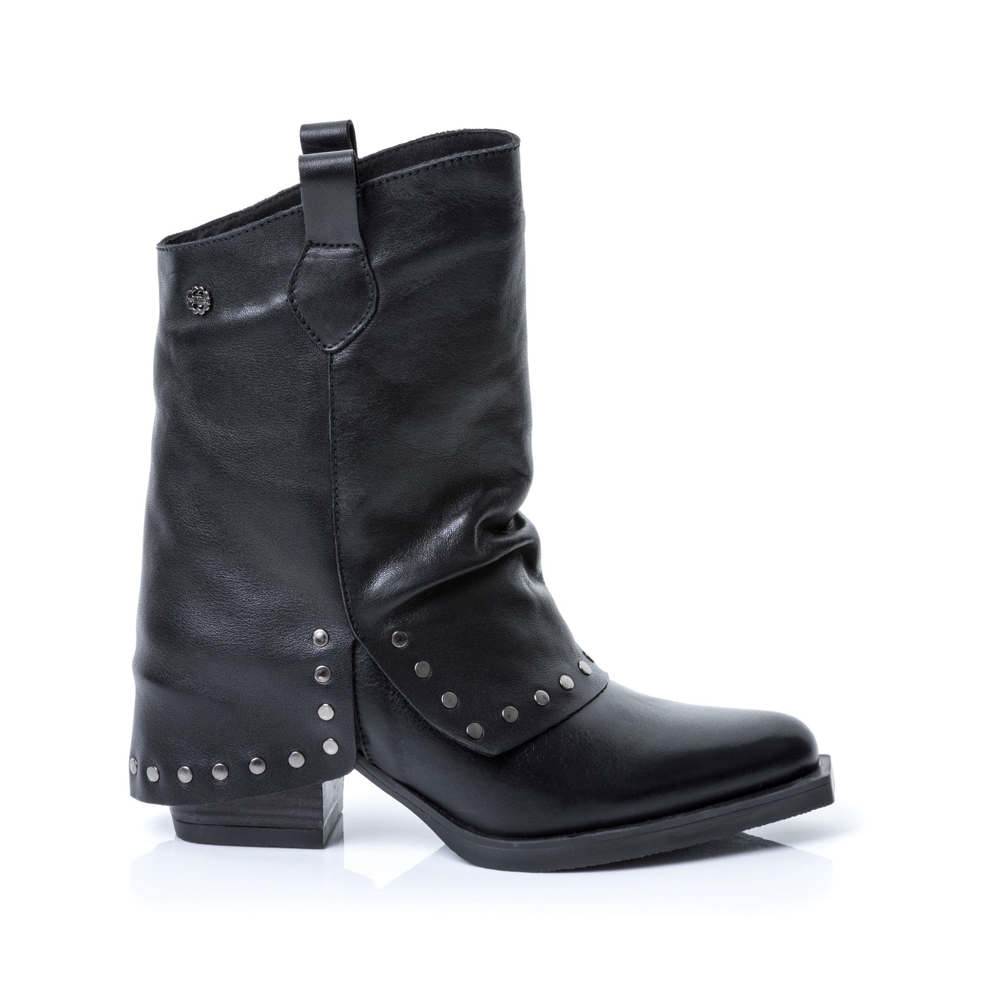 Santiags à talon Femme en cuir noir