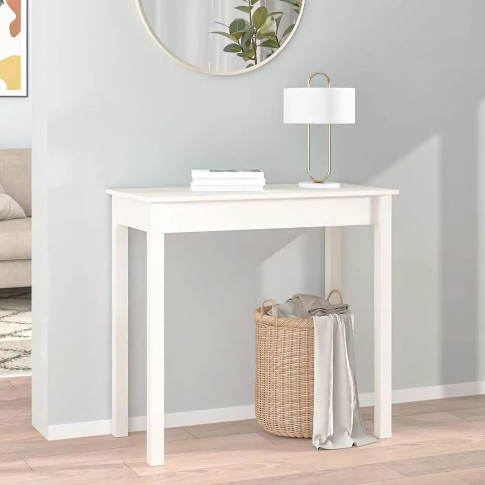 vidaXL - Wandtafel - Wit - Massief grenenhout - 80x40x75 cm