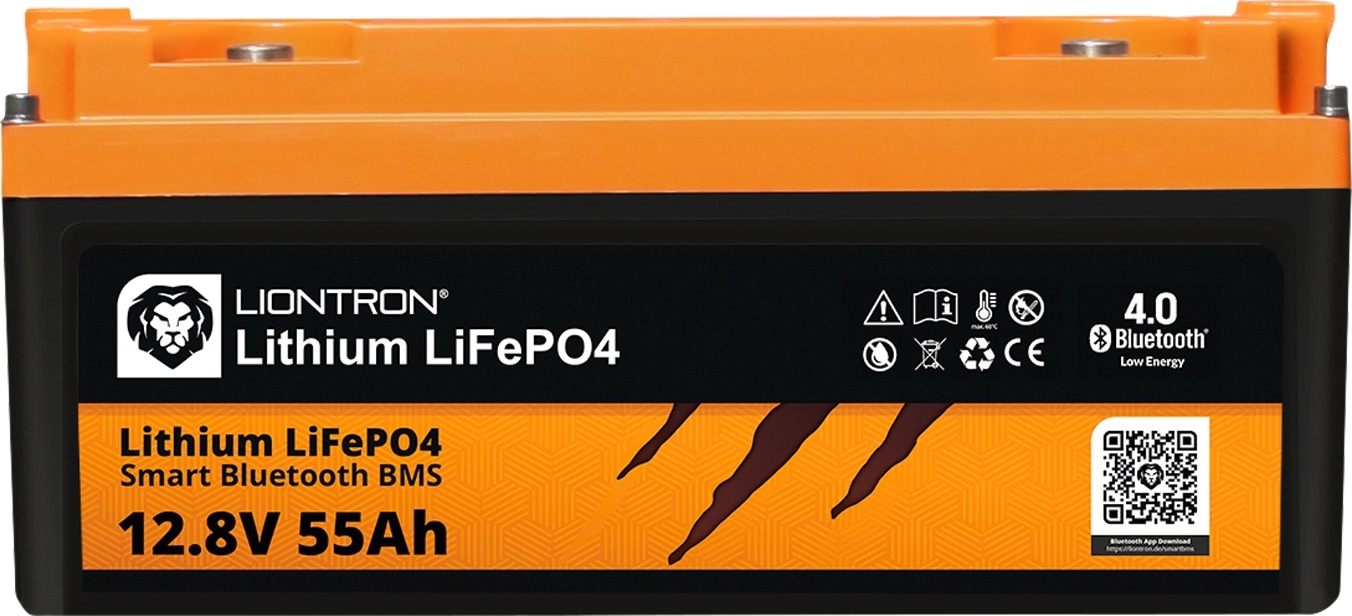 Liontron Lithium-Akku LiFePO4 Smart BMS Marine mit Bluetooth Überwachung 12,8 V / 55 Ah