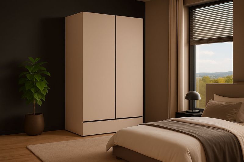 Crotone - Kledingkast - Taupe - 2-Deurs met Lade