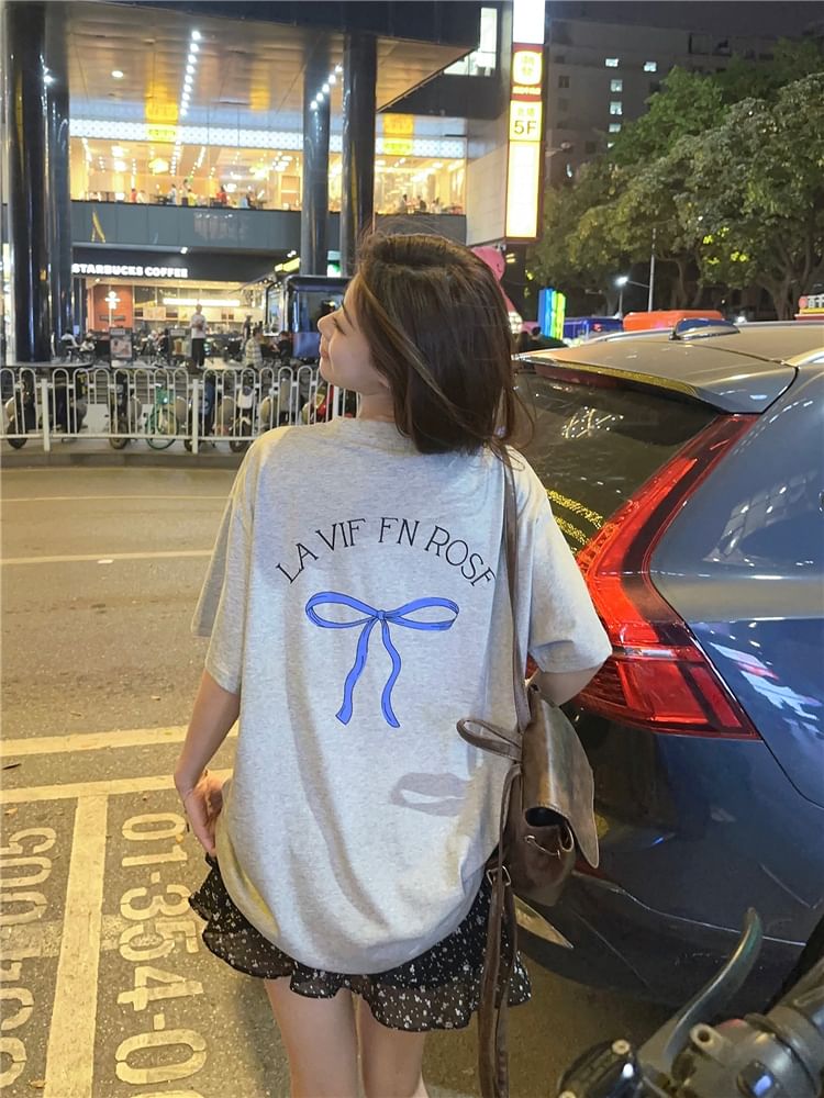 Closette - T-shirt met korte mouwen, ronde hals en strikprint (verschillende ontwerpen)