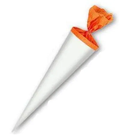 Livepac Office Bastel Schultüte rund, 35 cm, weiß mit orangen Krepp