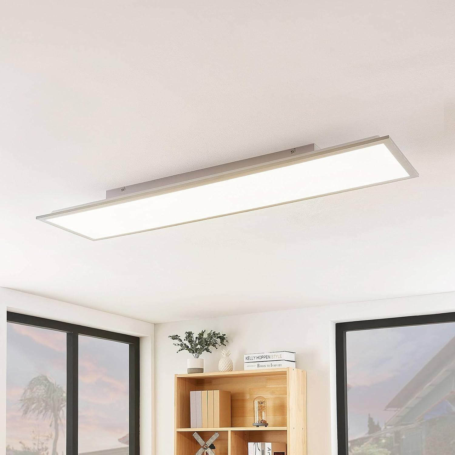 Lindby LED Panel Stenley dimmbar mit Leselampe (Modern) in Weiß (1 flammig,) - Bürolampe Deckenlampe Deckenleuchte Lampe Küchenleuchte
