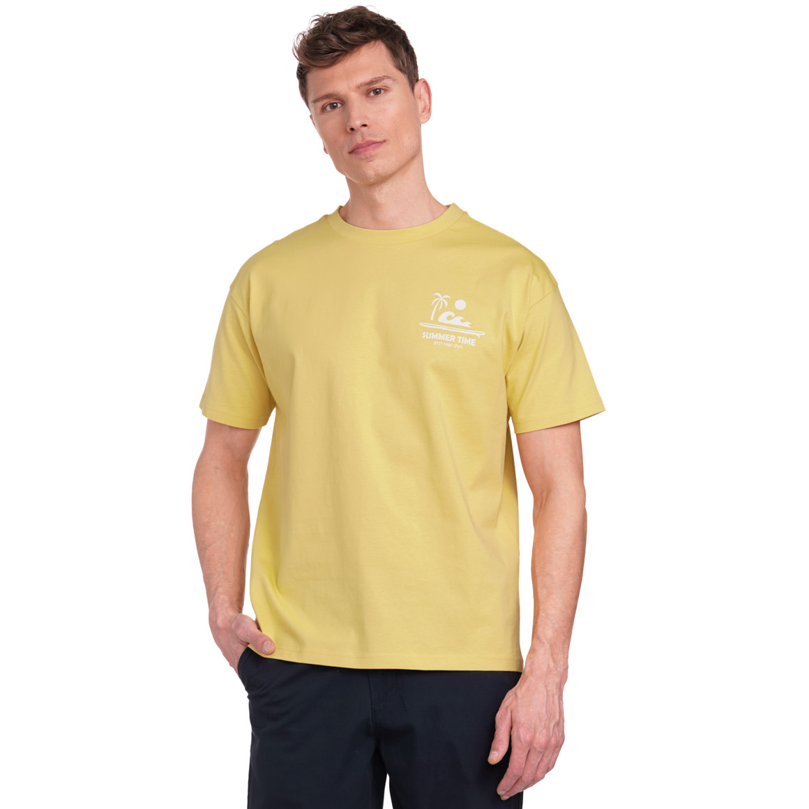 Jonas Nielsen Herren T-Shirt mit Backprint gelb