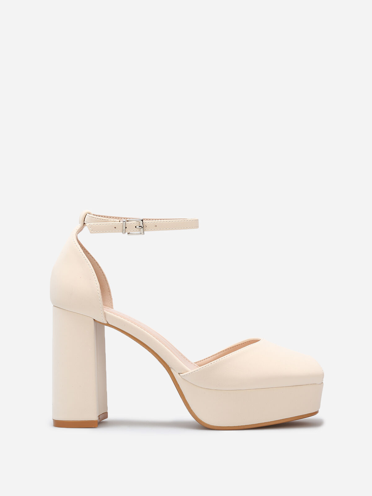 Escarpins peep toes à plateforme- Beige