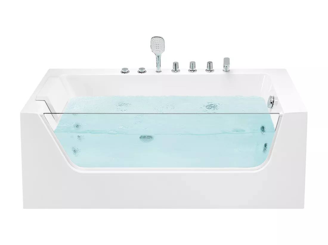 Baignoire balnéo angle droite blanche 170 x 80 cm PUQUIO