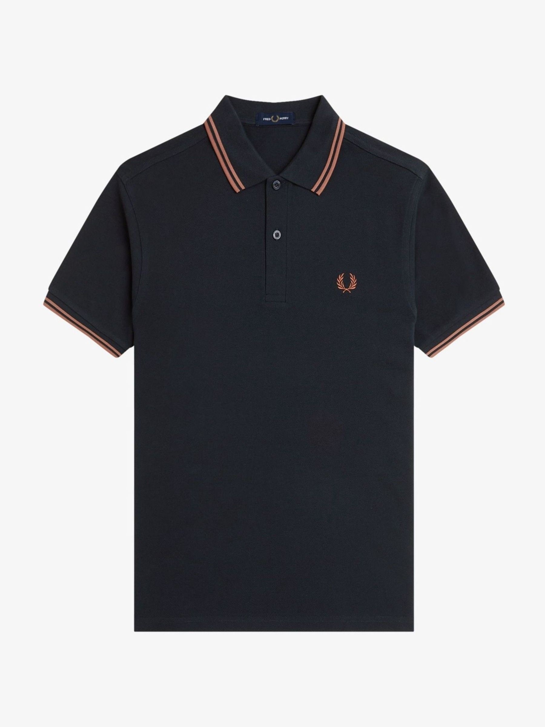 Marineblauw - Fred Perry poloshirt met gestreepte rand
