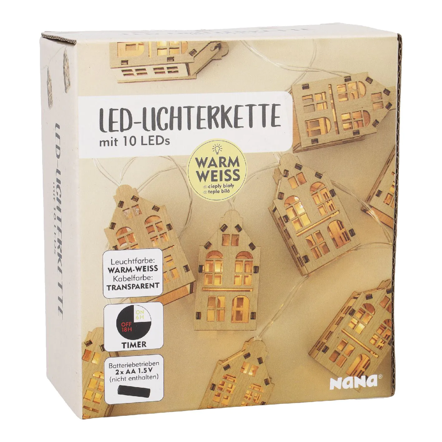 LED-Lichterkette Häuser, 10er