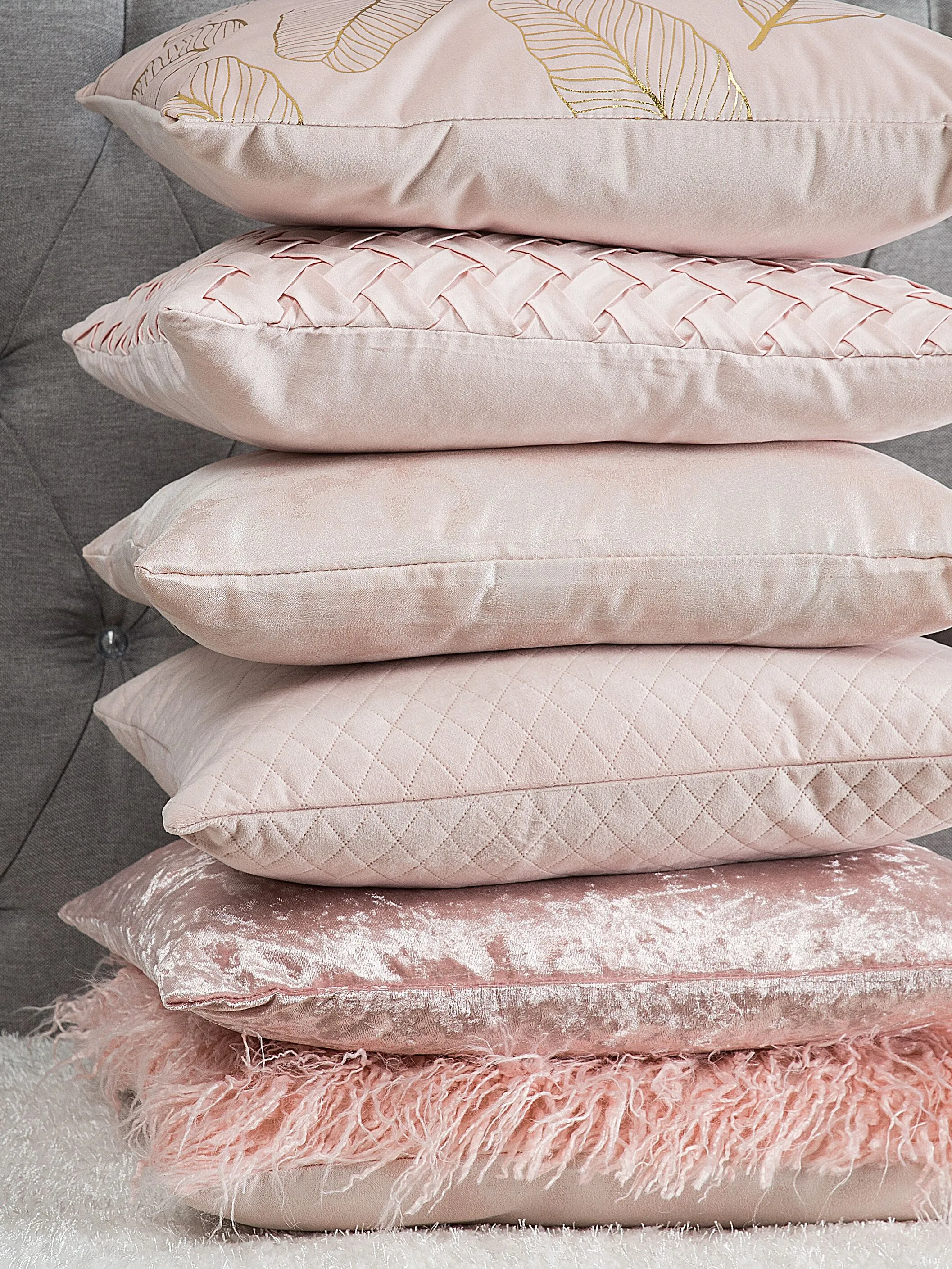 Set van 2 sierkussens HOSTA Fluweel 45 x 45 cm Roze effen