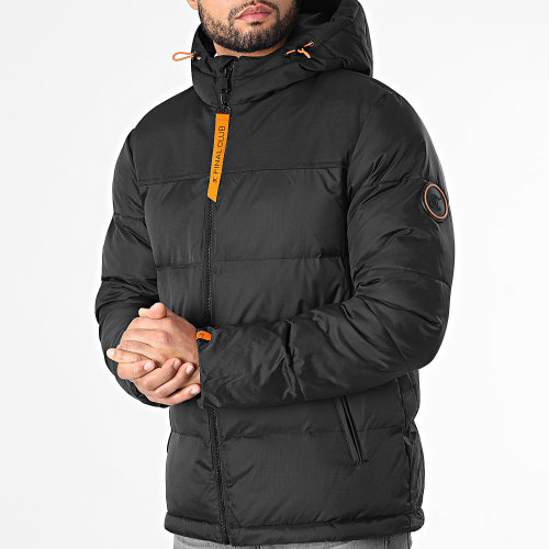 Doudoune Capuche Premium Puffer Jacket Noir Orange