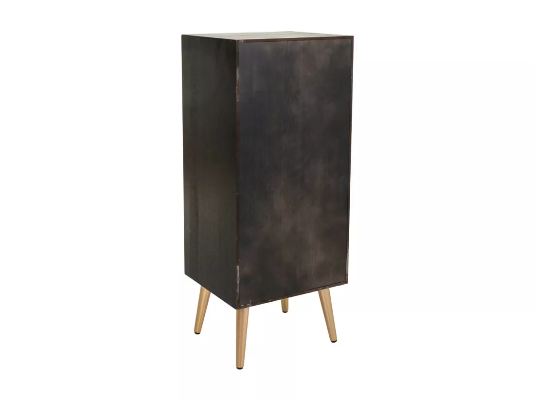 Commode en bois et treillis laqué noir 42x36,5x100,5h