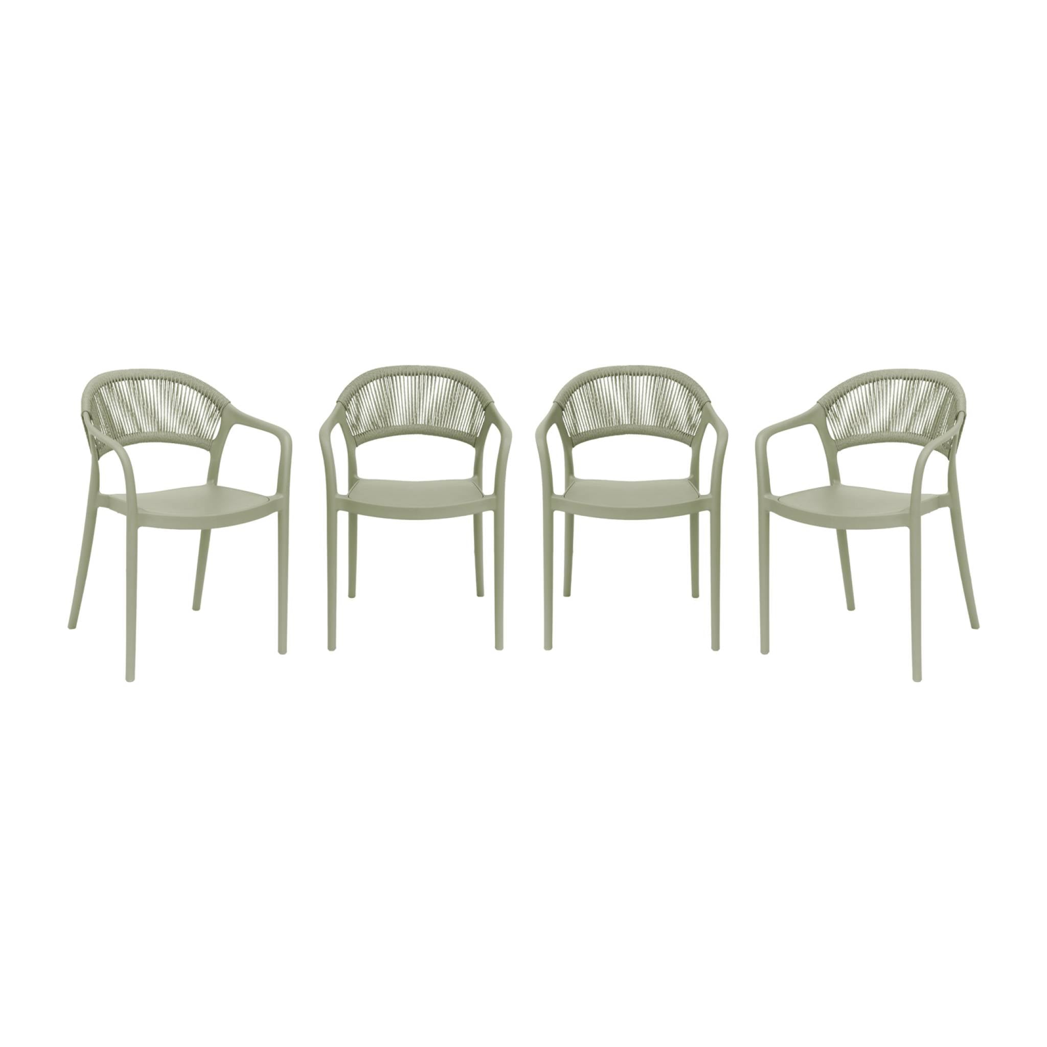 sweeek - Stapelbare tuinstoelen met touw-effect (set van 4)