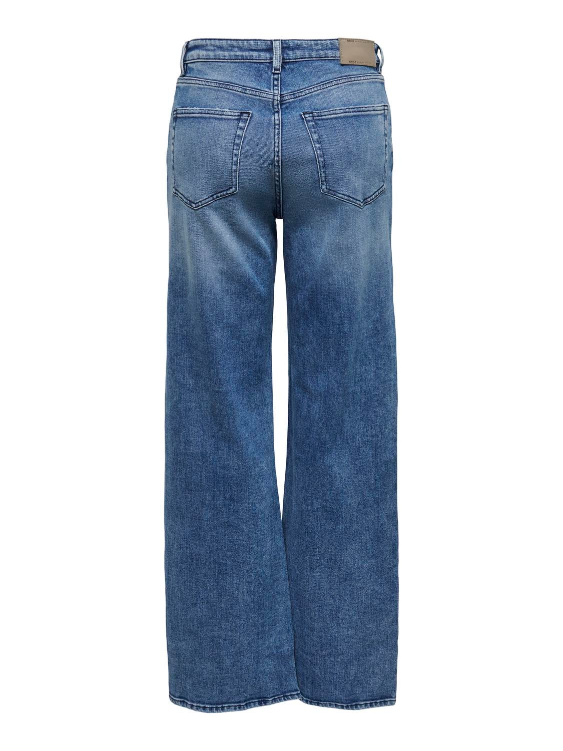 ONLJUICY Hohe Taille Weiter Beinschnitt Jeans Medium Blue Denim