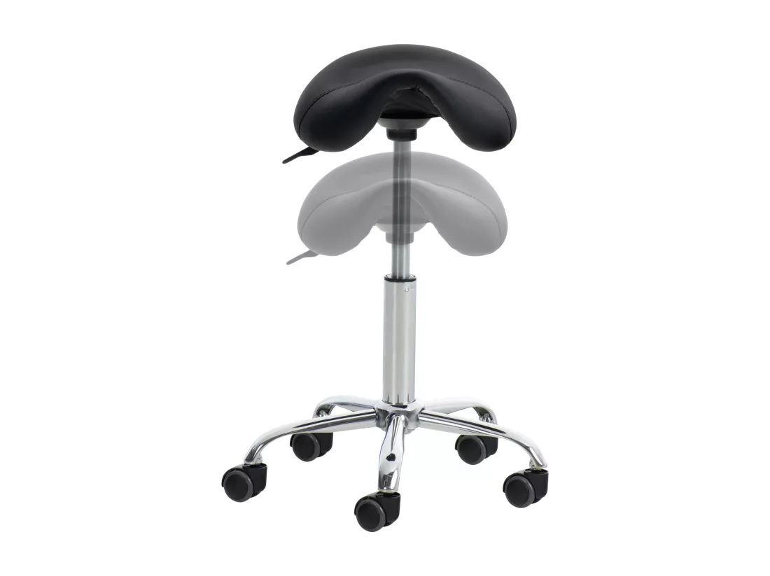 Lot de 2 Tabouret de bureau - Similicuir - Noir - Reno