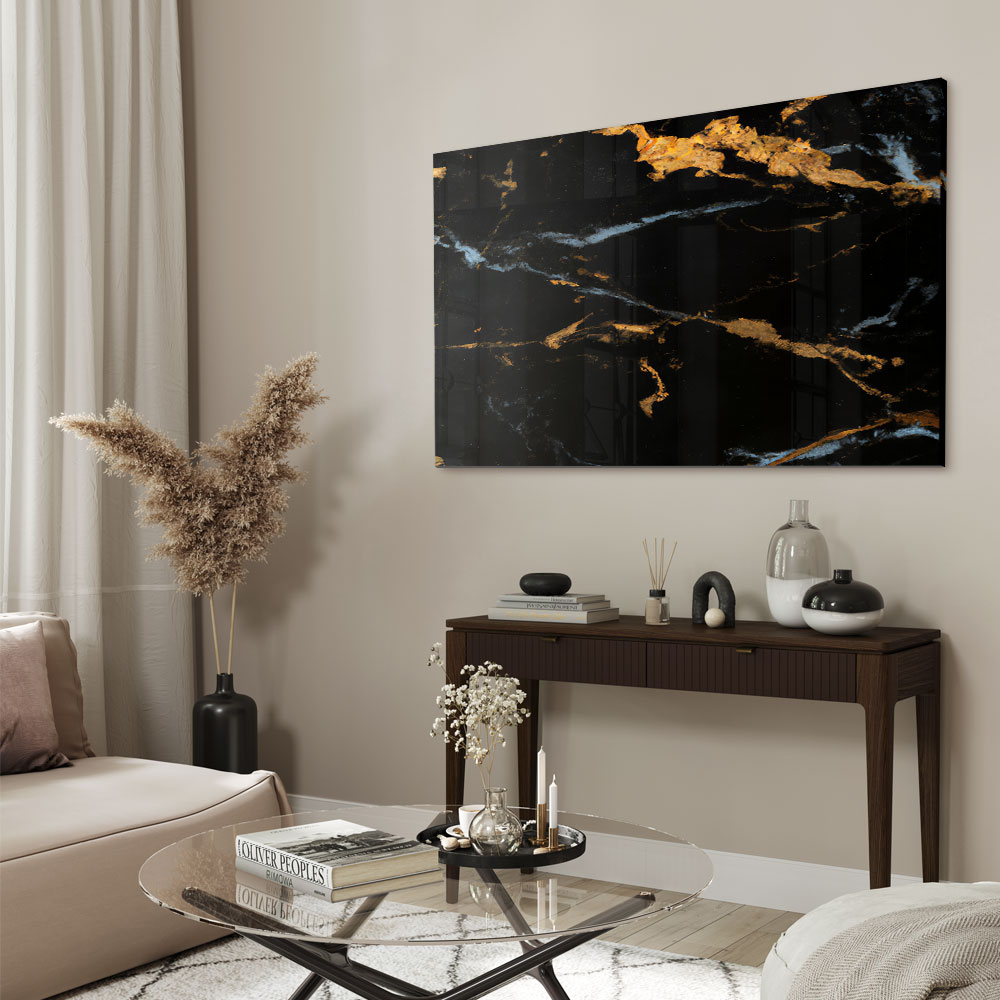 Walljar acrylglas schilderij - Dark Marble Acrylglas schilderij - 80 x 120 cm