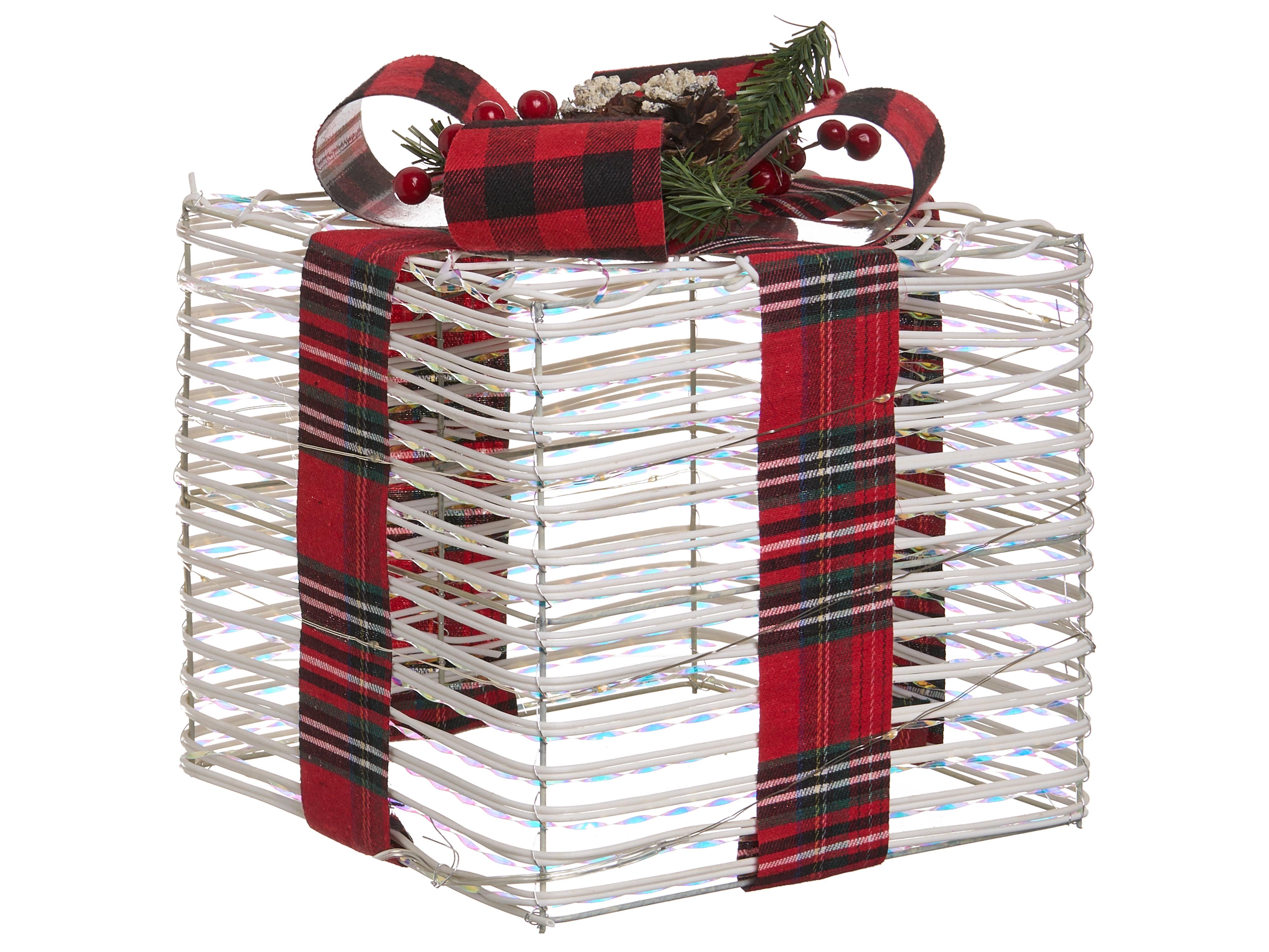 Set van 3 kerstdecoraties LED MANGEN Kerstcadeaus 20/25/35 cm Gebroken wit