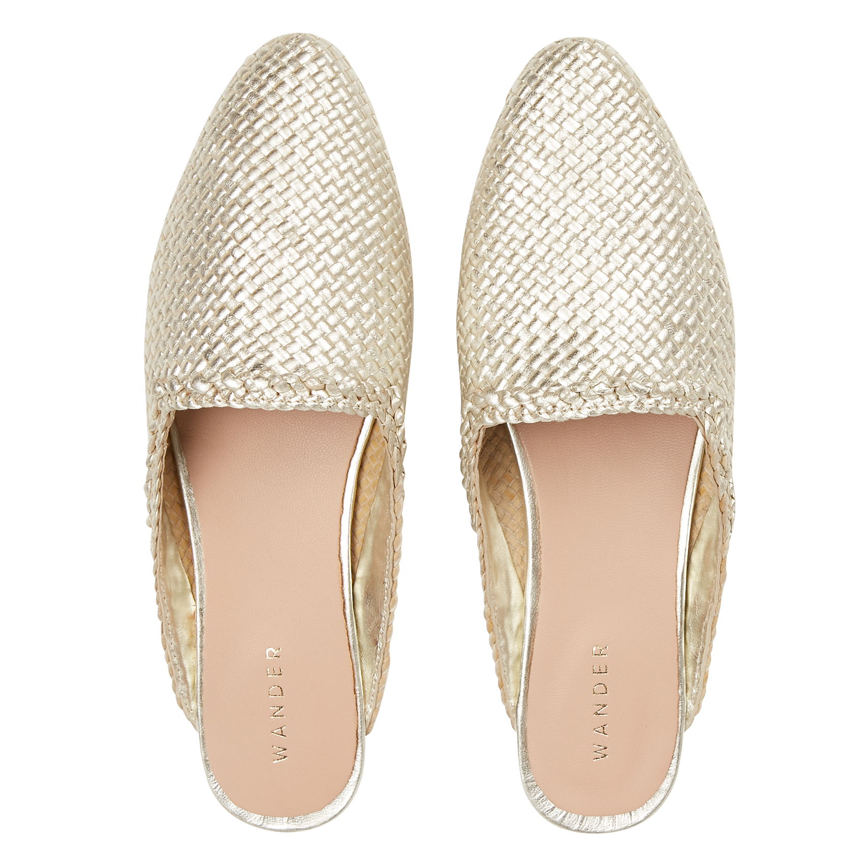 MILANO - Mules à bout pointu en cuir tressé | Doré