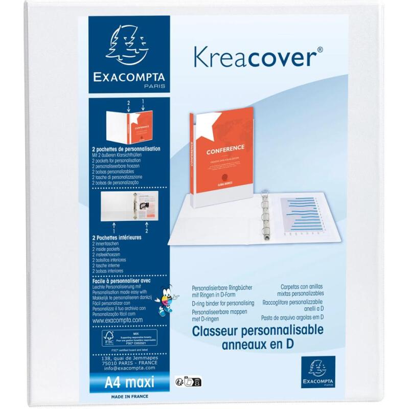 Classeur PP personnalisable Kreacover - 4 anneaux en D 50mm - A4 maxi