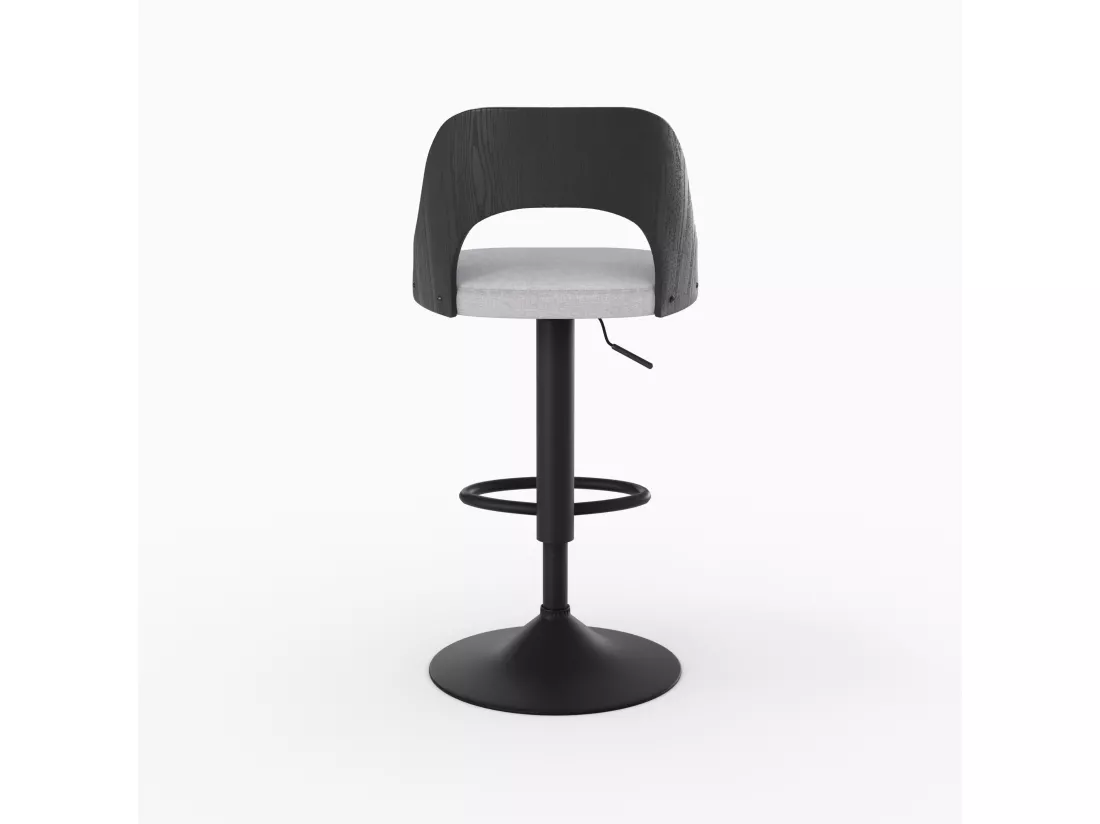Lot de 2 chaises de bar réglables (63-85 cm) en tissu gris clair chiné - Emily