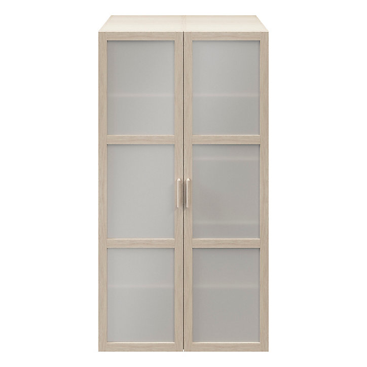 Armoire penderie effet chêne portes battantes en verre opaque GoodHome Atomia H. 187,5 x L. 100 x P. 60 cm