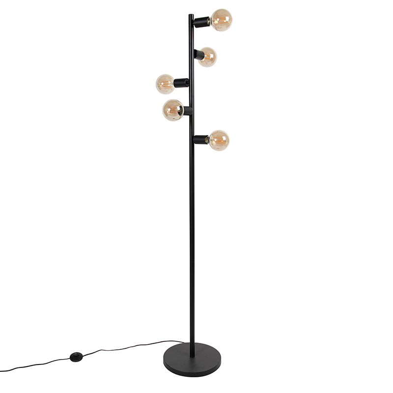 Moderne vloerlamp zwart 5-lichts - Facil