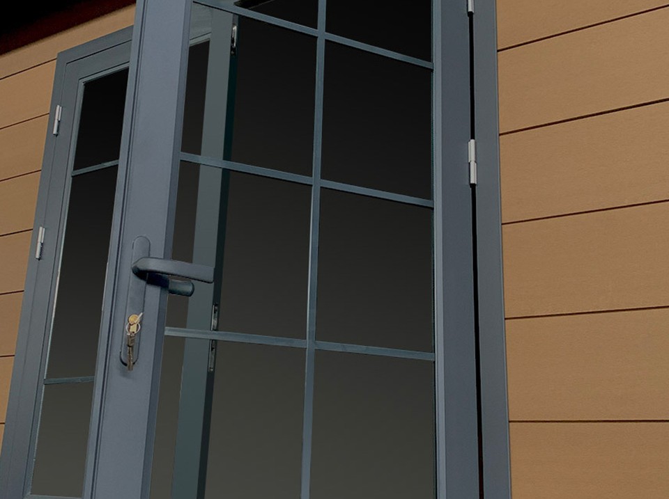 Abri de jardin composite braga - 20m2 brun - epaisseur des madriers : 28mm - cabane atelier / abri velo - menuiseries en aluminium
