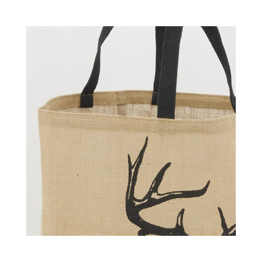 Sac rond en jute naturel plastifié cerf