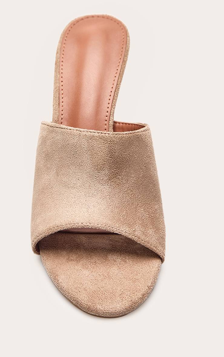 Nude Mules À Talons Bout Rond En Synthétique